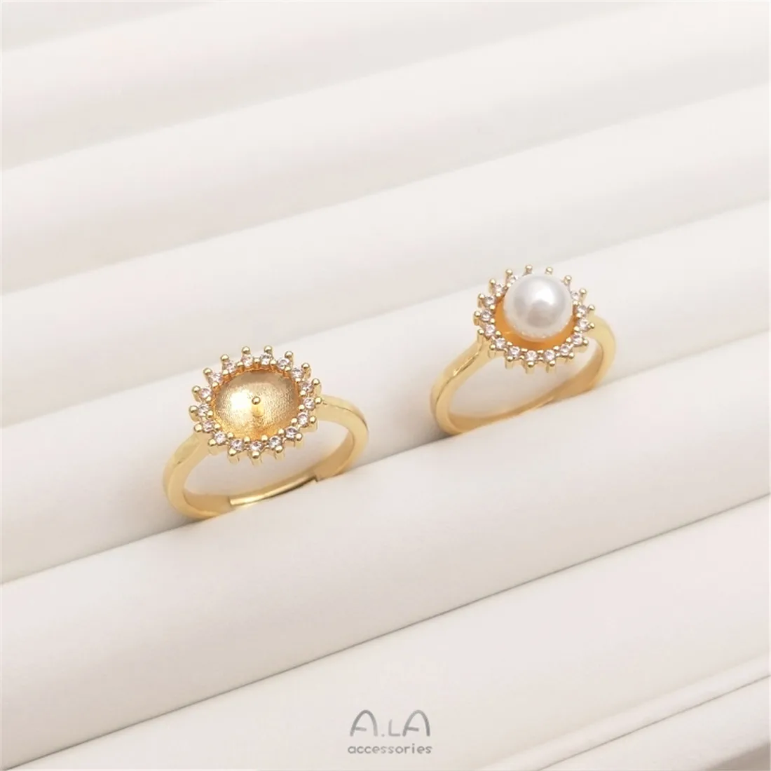 Wrap Ring Gold - 14K Altın Sarılmış Kristal İnci Seti