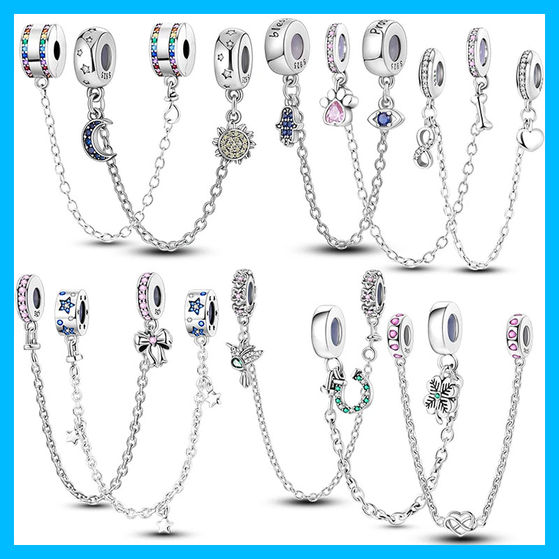Women Accessories Pandora - Gümüş Kaplama Gökkuşağı Ay Güvenlik Zinciri