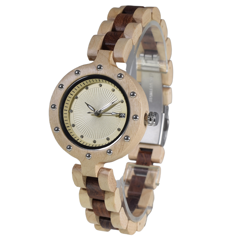 Women'S Accessories To Wear With Watch - Kadınlar için Vintage Ahşap Kuvars Saat