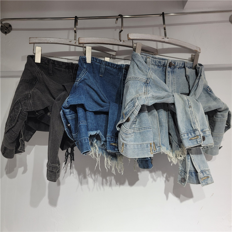 Women'S Jeans Accessories - Kot Şort Kadınlar İçin Vintage Yıkanmış