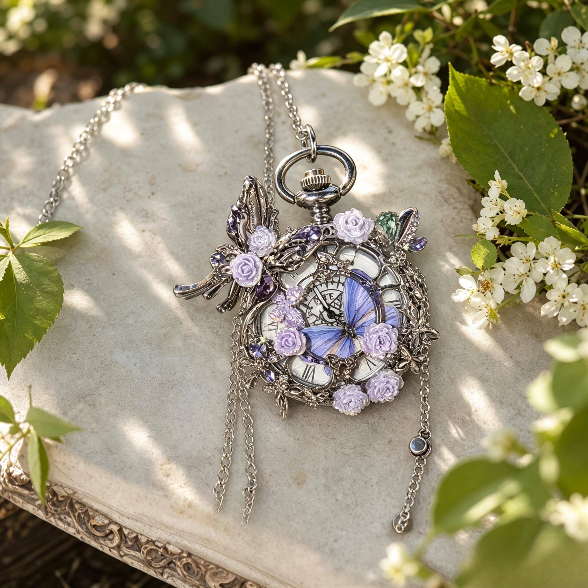 Women'S Accessories To Wear With Watch - El Yapımı Vintage Kelebek Cep Saati