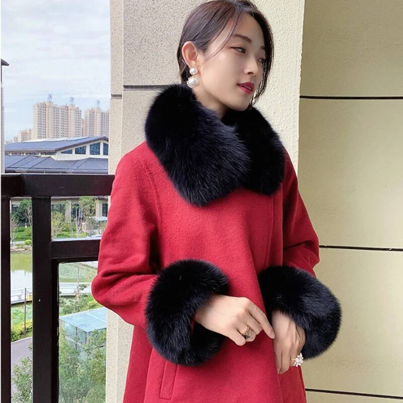 100% gerçek tilki kürk yaka kı - Women'S Winter Accessories Set incelemesi ve fiyatı