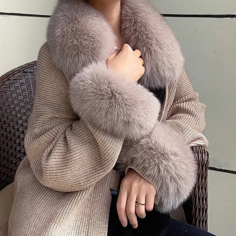 100% gerçek tilki kürk yaka kı - Women'S Winter Accessories Set incelemesi ve fiyatı