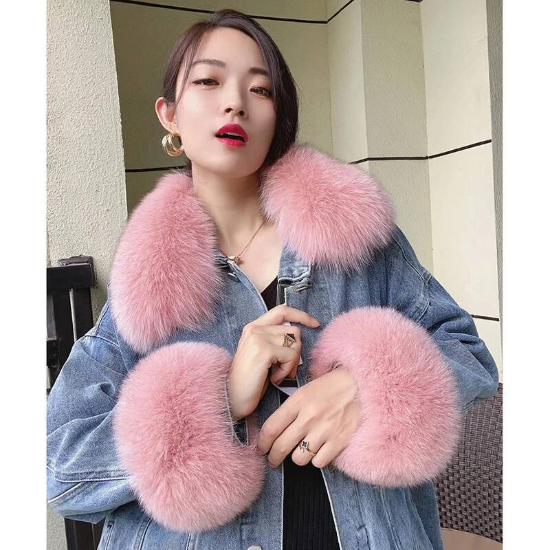 100% gerçek tilki kürk yaka kı - Women'S Winter Accessories Set incelemesi ve fiyatı